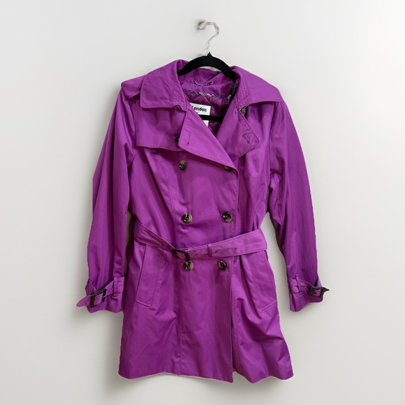 London Fog Jackets & Blazers - LONDON FOG Trench Coat Purple Grape Jacket With Hoodie & Belt Women Size PM
